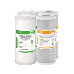 1-4 Pack 10×4.5″ 5 Micron Sediment GAC Carbon Block CTO Water Filter Whole House