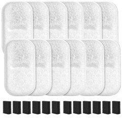 12+12 Packs Cat Water Filters Replacement for 108Oz/3.2L & 67Oz/2L 12, White