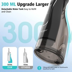 Leominor Water Flosser Pick for Teeth, 300ML Portable Oral Irrigator Black