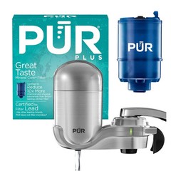 PUR Plus Vertical Faucet Mount Water Filtration System, 1, Chrome
