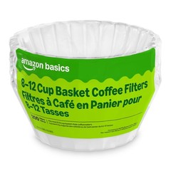 Amazon Basics Basket Coffee Filters for 8-12 Cup Cup, White