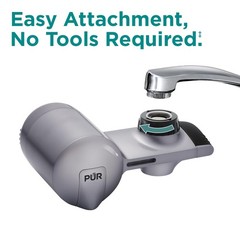 PUR Plus Horizontal Faucet Mount Filtration System One Size, Metallic Grey
