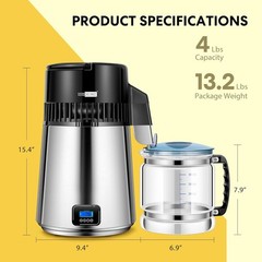 VIVOHOME Water Distiller Countertop 1.1 Gallon/4L 304 Stainless Steel Distilled