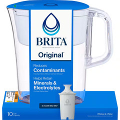 Tahoe 10-Cup Large Water Filter Pitcher in White with 1-Standard Filter, BPA Fre