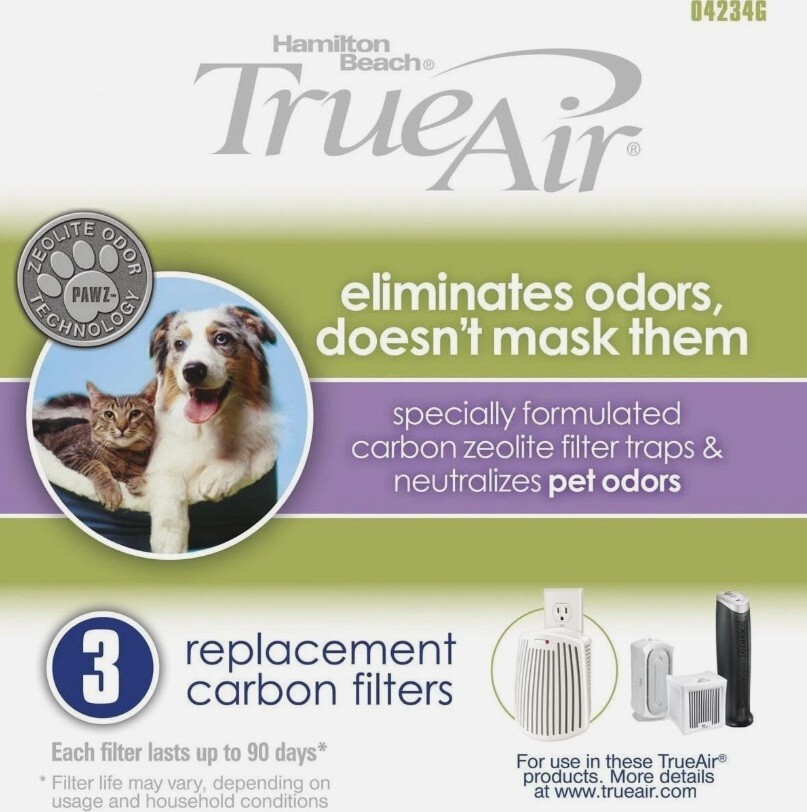 True Air Replacement Carbon Filter for Odor Eliminators 84234G (3 Pack)