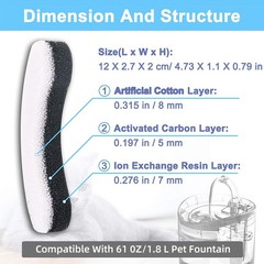 8pcs Filters For 61OZ 1.8L Cat Water Fountain Activated Carbon Replacement V1