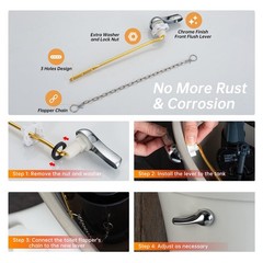 Universal Front-Mount Toilet Replacement Kit, Toilet Flush Tank Rod with Stai…