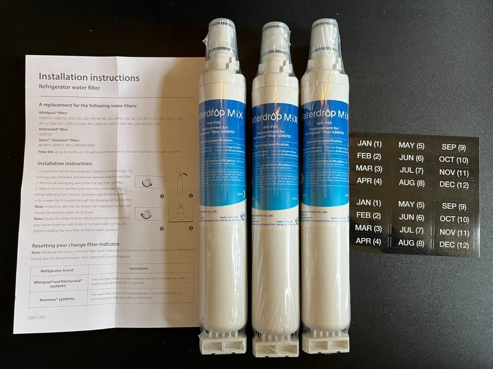 Waterdrop replacement for Whirlpool refrigerator filter 4396701 (3-pack)