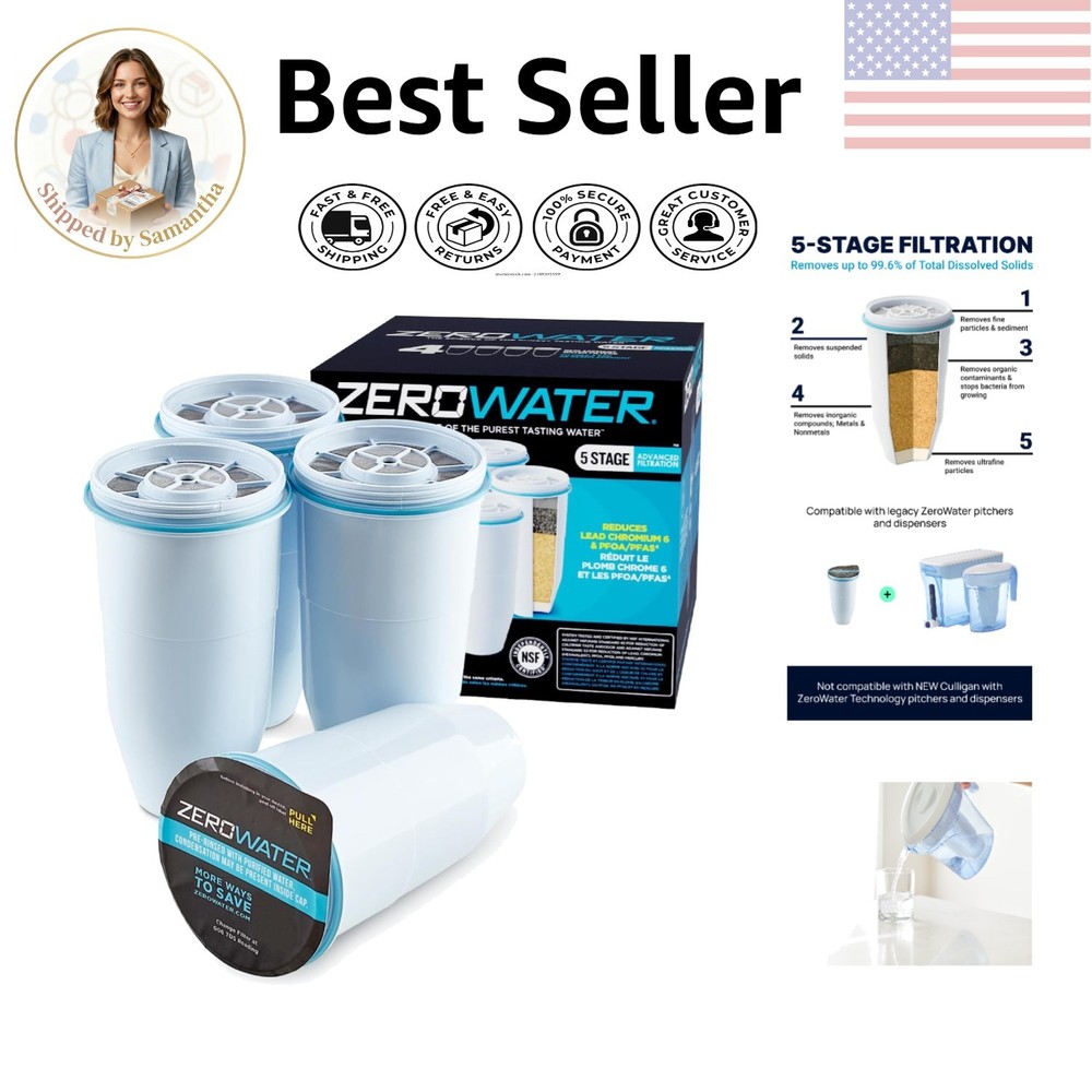 BPA-Free 4-Pack Water Filters with 5-Stage Filtration for Pure Tasting Water