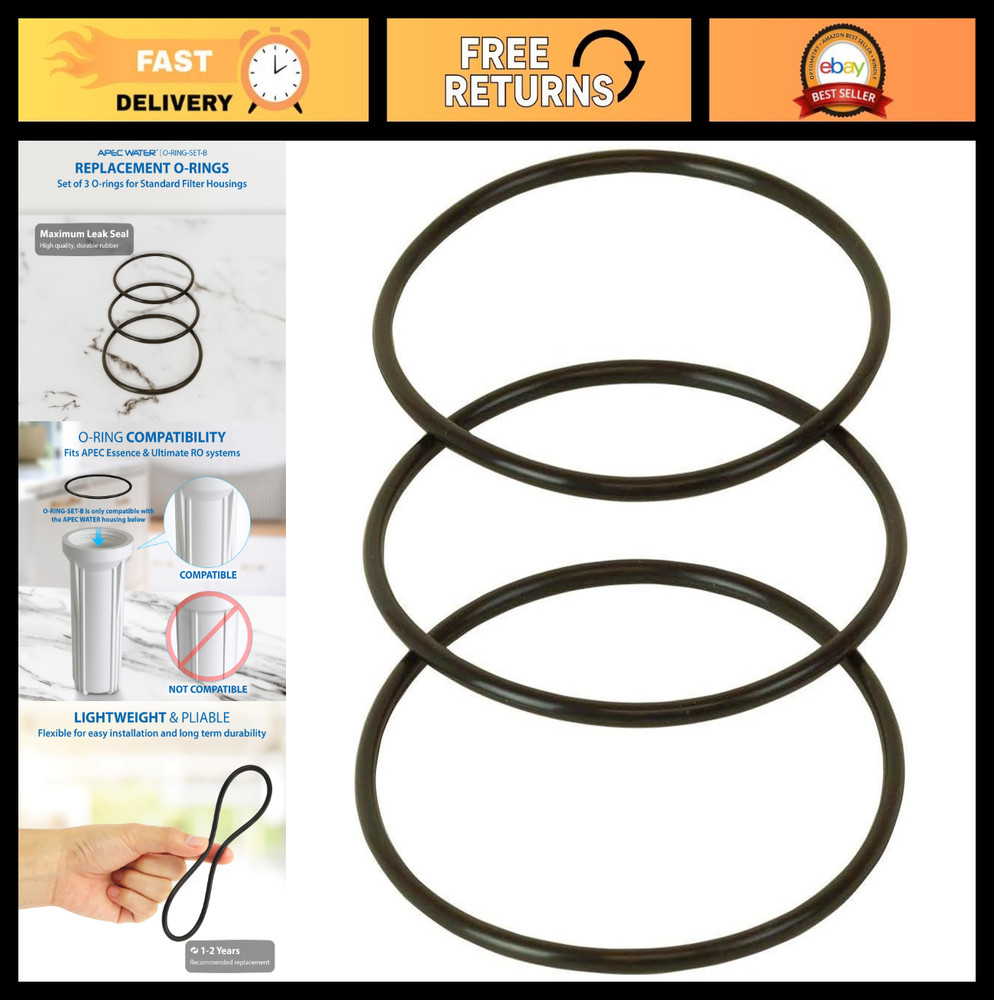 Replacement O-Ring Set for 3.5″ OD Reverse Osmosis Water Filter Housings – 3 pcs