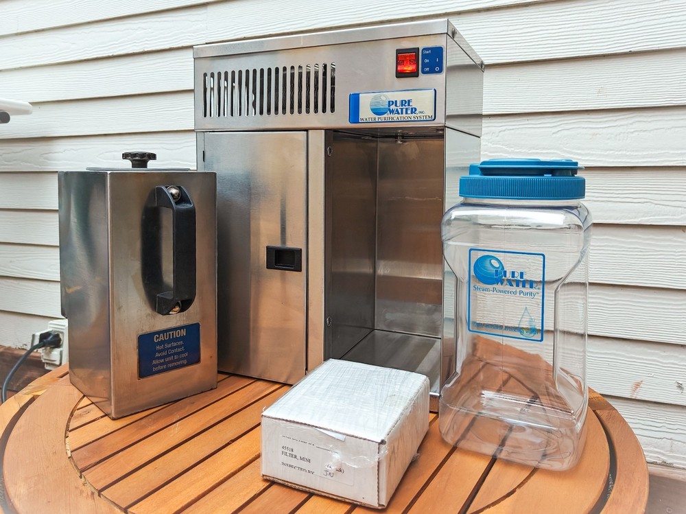 Pure Water® Mini Classic Water Distiller Purifier | Cleaned + New Jar + Filters