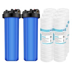2Pack 20 Inch Whole House Water Filter Housing System &6PCS PP String Filtration
