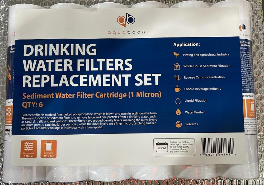 Aquaboon 6pk 1 Mic 10″ Sediment Water Filters for Any Standard RO Unit