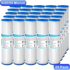 10″x2.5″ Whole House Well Water Washable Pleated Sediment Filter 5/20/50 Micron
