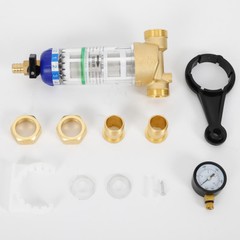 Reusable Spin Down Whole House Sediment Water Filter System 40 Micron 3/4″ FNPT