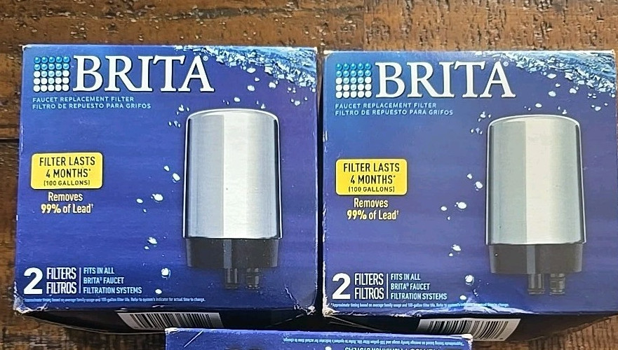 Lot Of 2 Brita Chrome Tap Water Faucet Replacement Filter 2 Pack Genuine 4 Total