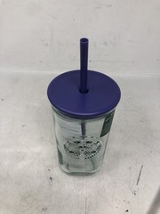 Starbucks Recycled Glass Tumbler w/ Purple Lid & Straw