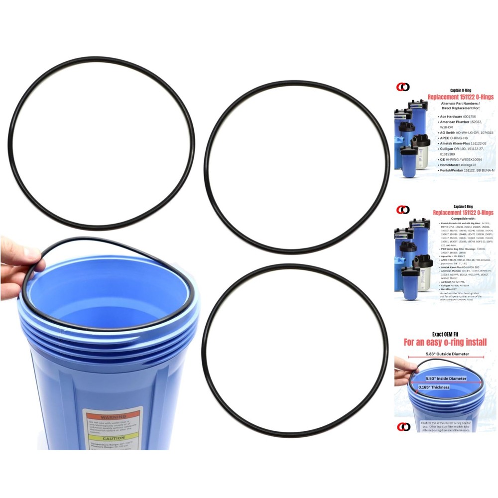 Pack of 3 NSF Certified Buna-N O-Rings for Pentair/Pentek Big Blue Filters