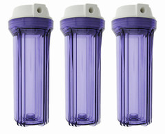 Clear Standard 10 x 2.5 Inch Water Filter Housing (1/4 FPT) x 3