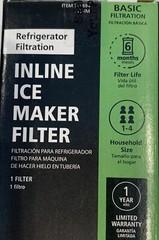 AO Smith Inline Ice Maker Filter Push-In Fitting 2” X 10”; Model #: AO-IM