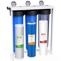 20×4.5″ Big Blue 3-Stage Whole House Water Filter System 150,000 Gals Filtration