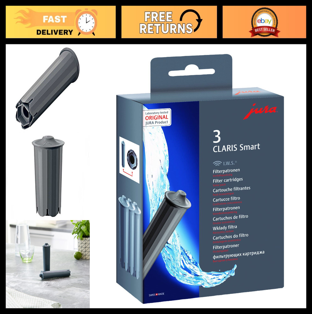 Claris Smart Filter Cartridge – 3-Piece Set for Coffee Machines, Grey, Compact S
