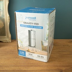 Purewell 2.25G Gravity-Fed Water Filter System, Stainless Steel Filter System