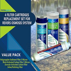Reverse Osmosis Replacement Water Filters Set 4 pc Carbon, GAC, Sediment, Inline