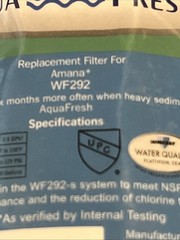 AQUA FRESH WF292 Refrigerator Water Filter Replacement for Amana NEW