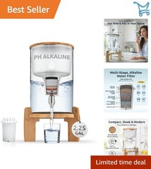 Alkaline Water Dispenser Glass Bamboo Filtration System for Home Office 8.5L