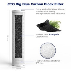 20″x4.5″ 5 Micron Sediment Carbon Block Whole House Water Filter Replacement Set