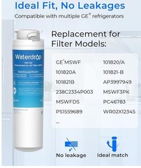 Refrigerator Water Filter, for GE® MSWF, 101820A, 101821B, RWF1500A, NSF 42&372