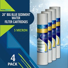 4.5″ x 20″ Big Blue Sediment Water Filters (5 Micron) 4 Whole House Cardridges