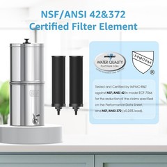 AQUA CREST 2.25G Gravity Water Filter System NSF/ANSI 42&372 Certified for Home