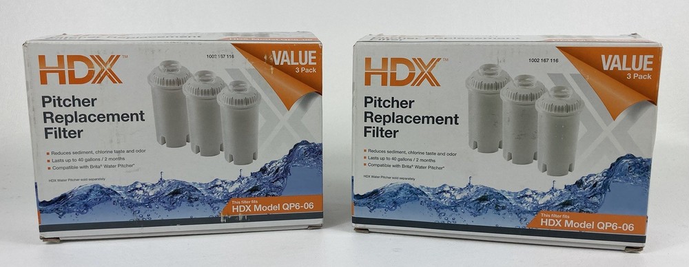 HDX Pitcher Replacement Filter Brita Water Pitcher Model QP6-06 3 Packs of 3