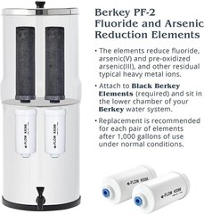 New Authentic 2 Black Berkey® Replacement Filters & 2 PF-2 Fluoride Filters-Seal