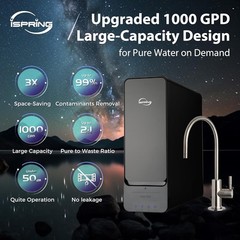 iSpring RO1000-BN Tankless System: 1000 GPD, Lead/TDS Removal + 3Year Filter Set