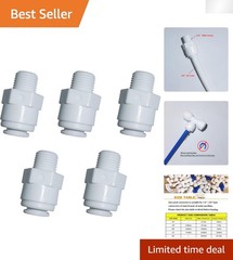 Non-Toxic 1/4″ Male to 3/8″ OD Tube Quick Connector – 5 Pack for Easy Assembly