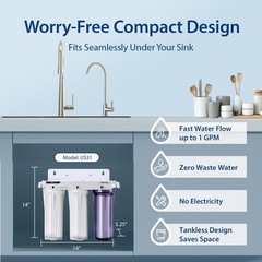 iSpring US31, 3 Stage Filtration for Drinking Water Brushed Nickel Faucet