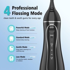 Leominor Water Flosser Pick for Teeth, 300ML Portable Oral Irrigator Black