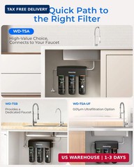 Waterdrop TSB 8 Layer Under Sink Water Filter, Reduces PFAS, PFOA/PFOS, Fluoride
