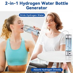 Hydrogen Water Bottle Generator 2 in 1 Ionizer Machine SPE PEM Glass Cup Portabl