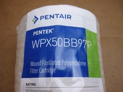 PENTAIR/PENTEK Filter Cartridge:String Wound, 30 gpm, 50 micron, 9 7/8 in 53DT38