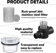 2 Pcs Water Pump Strainer Filter Set Include Twist on Pipe Filter and Extra 50 M