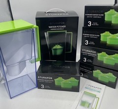 Turapur Hydrogen Water Pitcher and 5 Pack Hydrogen Water Filter- Open Box