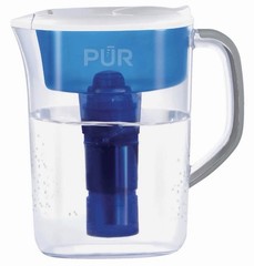 PUR 7 Cup Water Filter Pitcher NSF Certified 2 in 1 Filtration White Blue