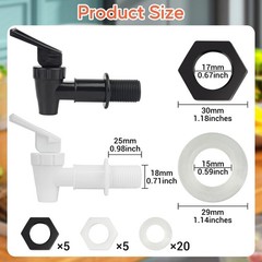 10 Sets Replacement Cooler Faucet, Reusable Plastic Spigot for White+Black