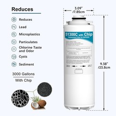 51300C Replacement Water Filter w/Chip Compatible with Elkay EZH2O Bottle Fillin