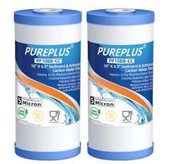 5 Micron 10″ x 4.5″ Whole House Sediment and Carbon Water Filter Fit GE FXHTC 2x