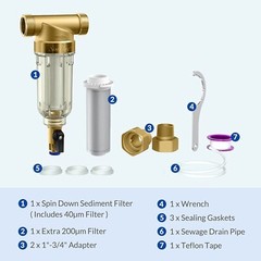 20 Inch Big Blue Whole House Water Filter Housing System 20″ x 4.5″ Carbon Block